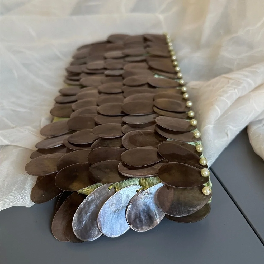 Genuine Capiz shells clutch purse olive green
